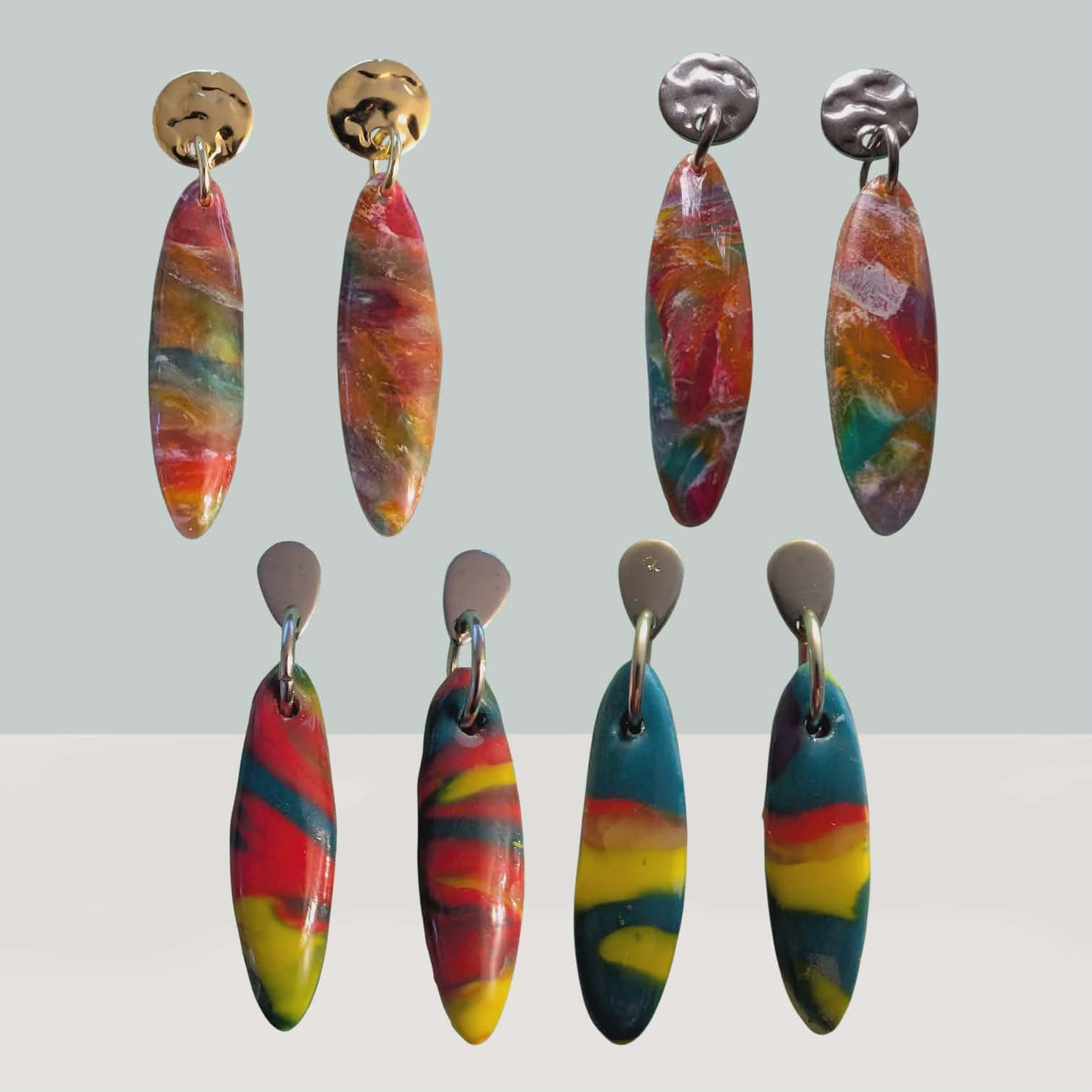 Marbled Oval Drop Dangles