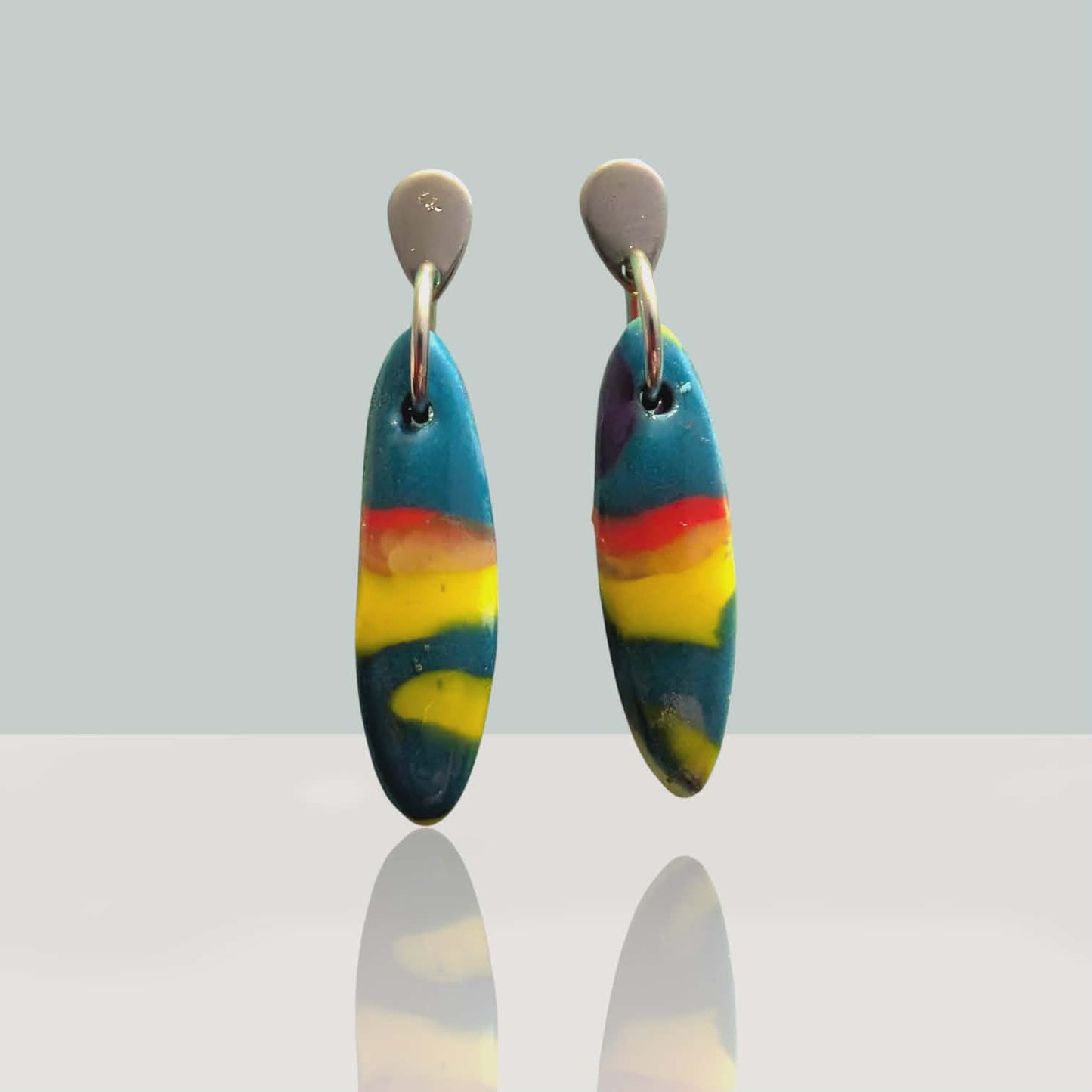 Marbled Oval Drop Dangles