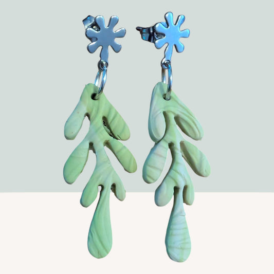 Large leaf shape dangles  - Lime & Peach