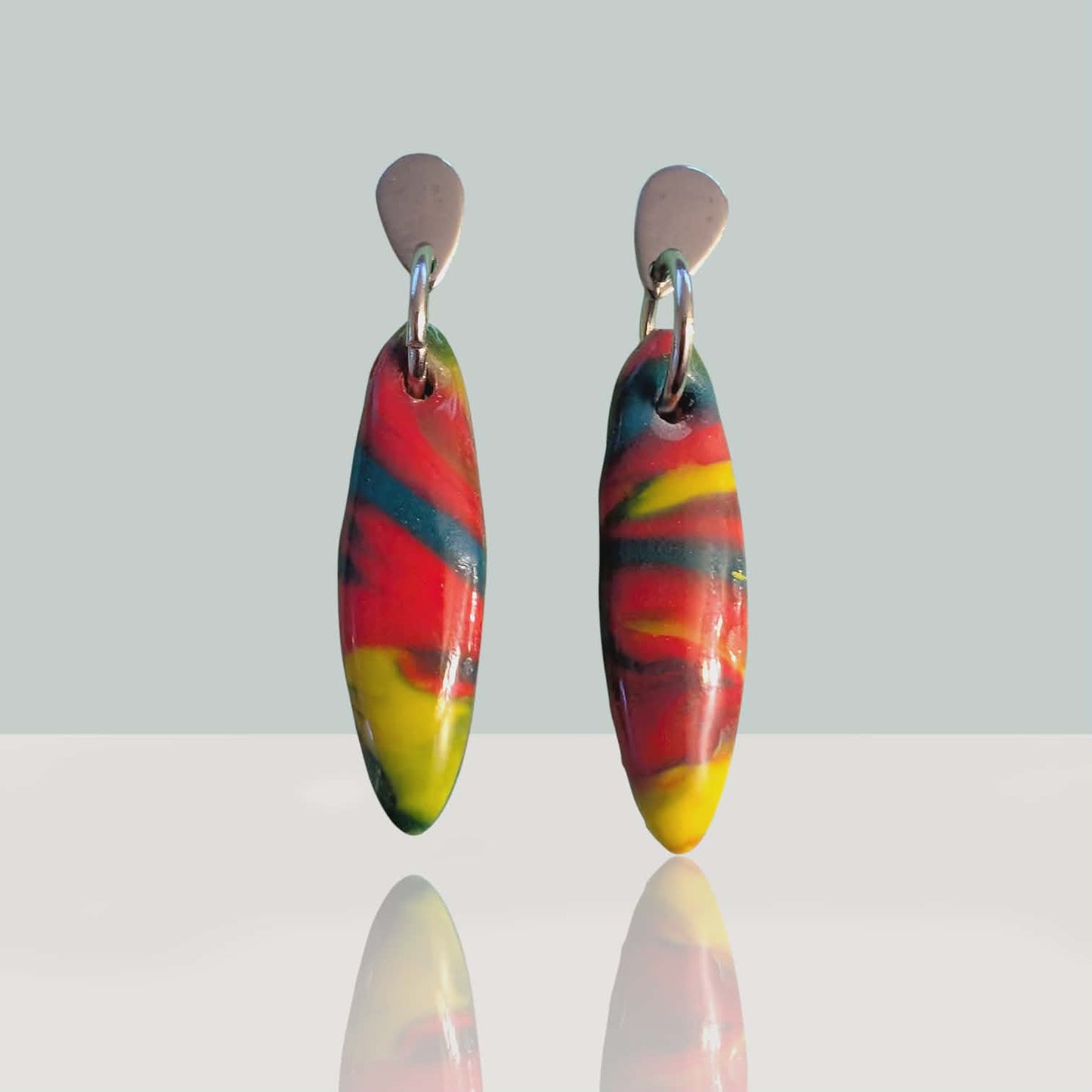 Marbled Oval Drop Dangles