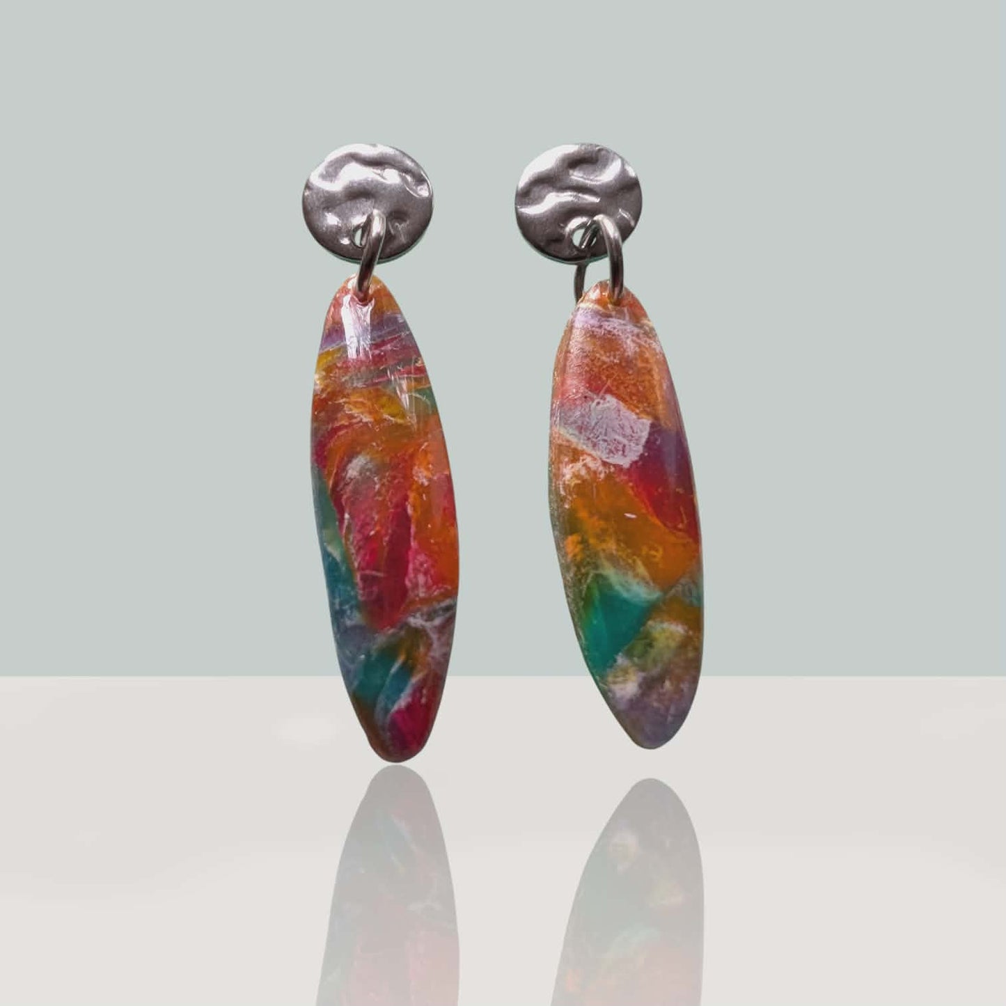 Marbled Oval Drop Dangles