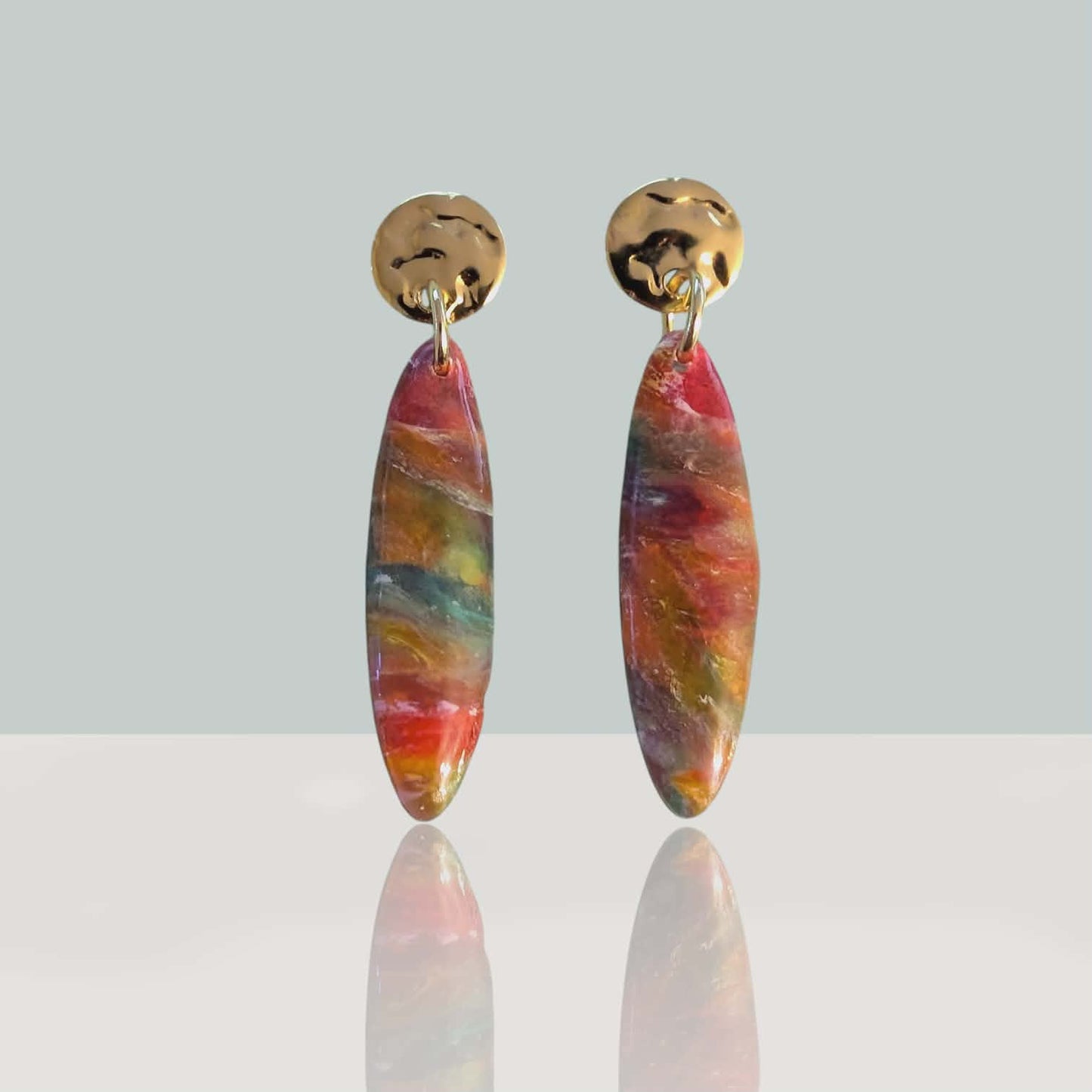 Marbled Oval Drop Dangles